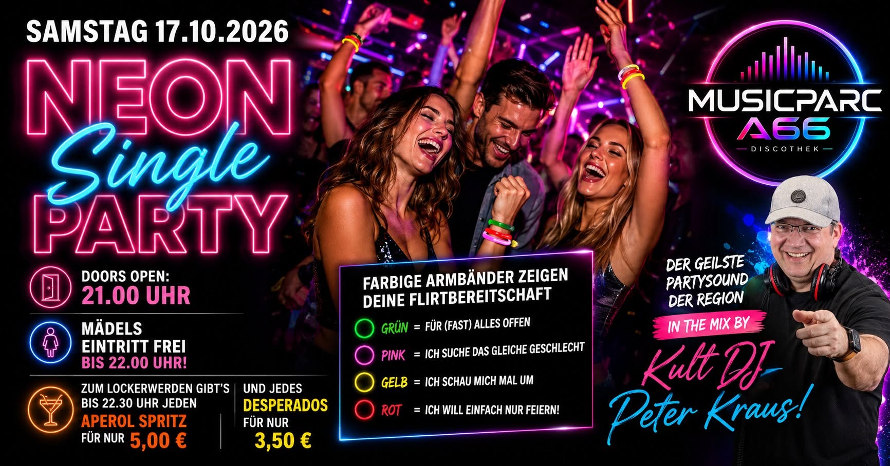 Neon Single Party am 17. Oktober 2026