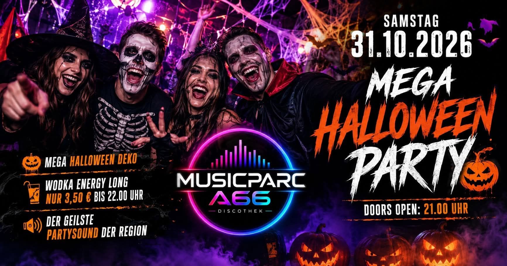 Mega Halloween Party am 31. Oktober 2026
