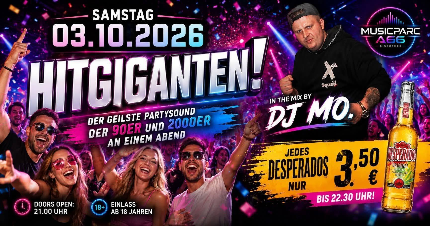 HITGIGANTEN am 03. Oktober 2026 im Musicparc A66